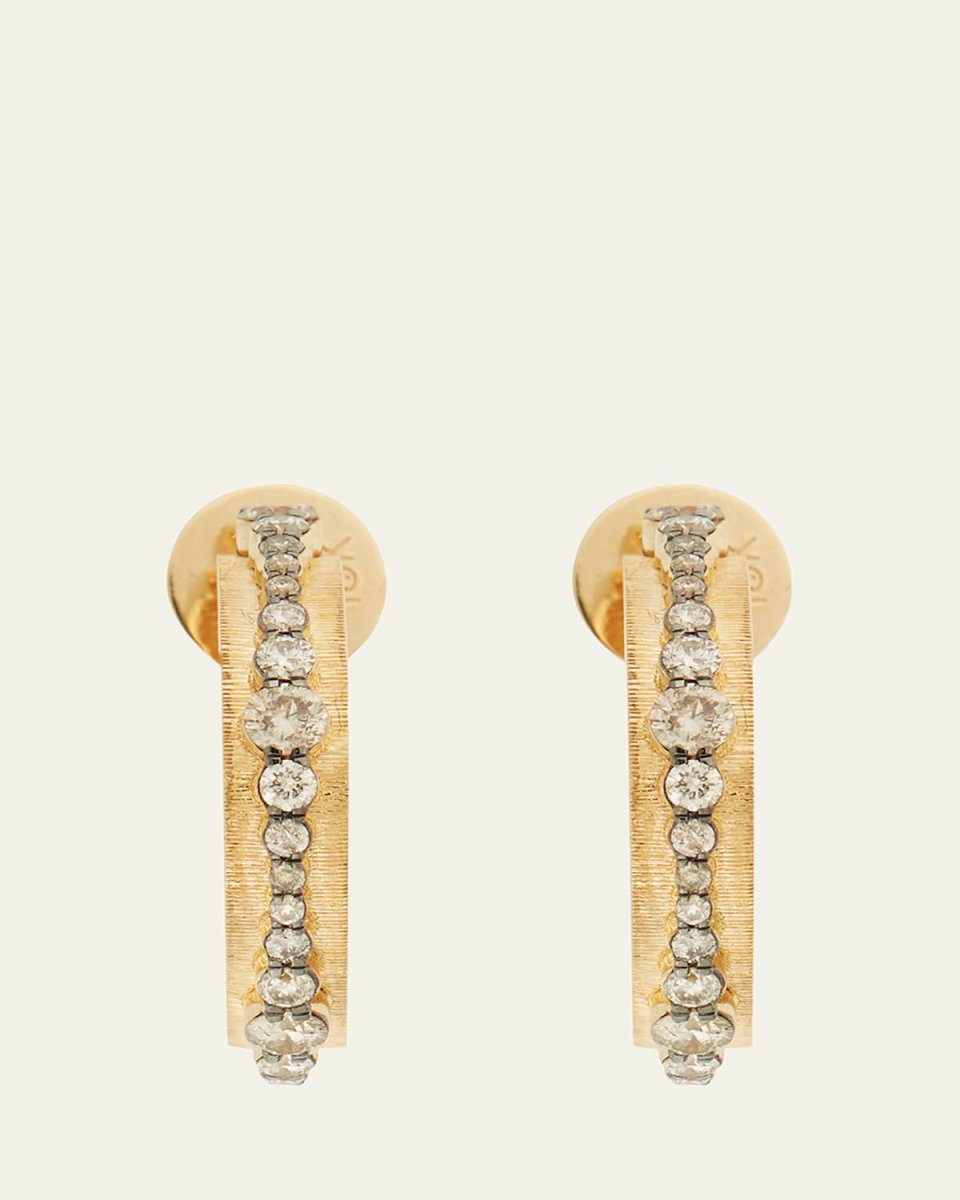 Inside Out Champagne Diamond Ripple Hoop Earrings in 18K Yellow Gold